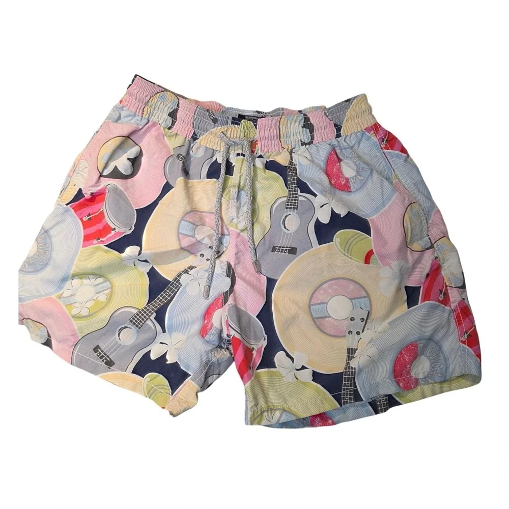 Vilebrequin‎ Men's Swim Trunks Shorts XL Music Record Guitar Print